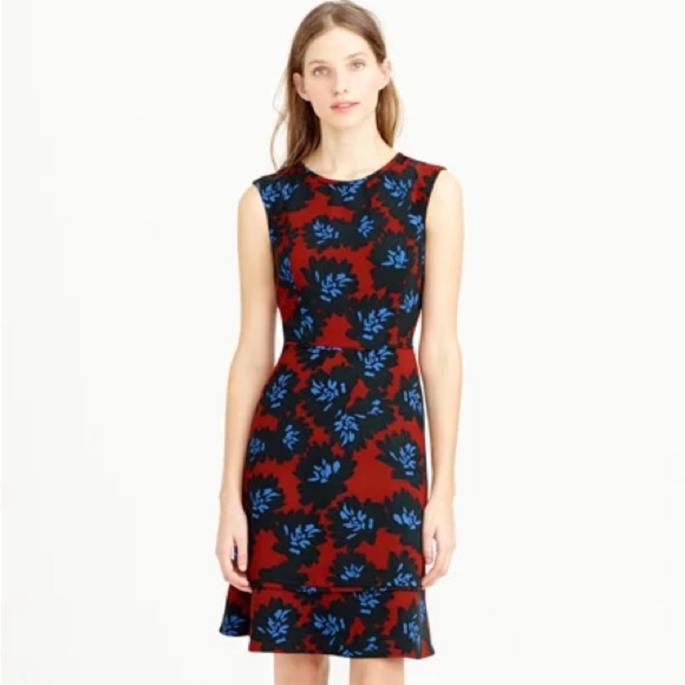 J.Crew Firework Floral Red Dress Fit Flare Size 12